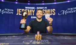 The Poker Masters reached the halfway point Tuesday with Jeremy Ausmus scoring a title right after winning a WSOP Online bracelet.