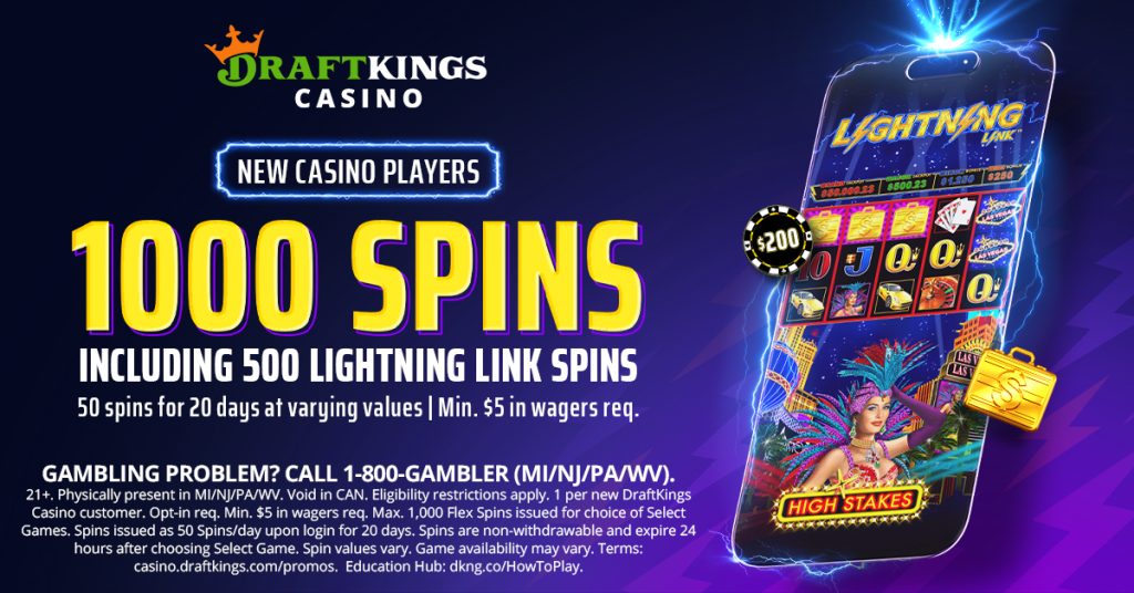 DraftKings Casino New Customer Welcome Bonus with Lightning Link August 2026