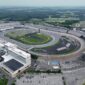Aerial view of Bally's Dover hotel and casino beside Dover Motor Speedway