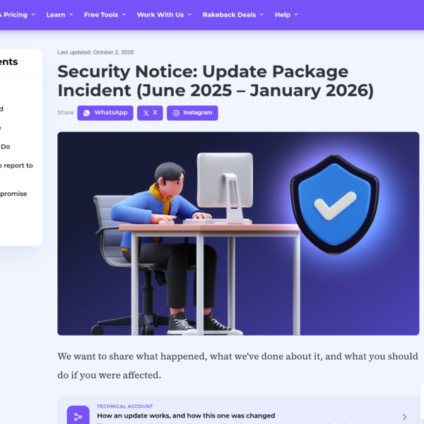 Screenshot of jurojinpoker.com: Security Notice: Update Package Incident (June 2025 – January 2026)